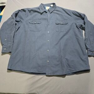 Red Head Flannel Lined Shirt Jacket Mens 3XL‎ Blue Canvas Snap Front Workwear